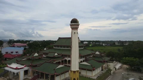 Drone view of Chinese Mosque in Malaysia Stock Footage 148310872