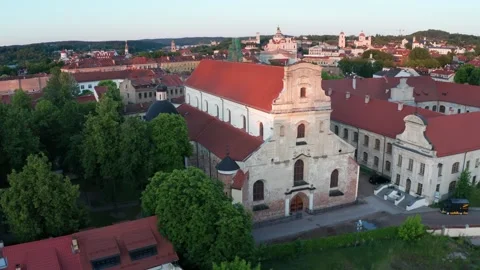 Drone view of the Church of the Assumption of the Blessed Virgin Mary Stock Footage 336481103