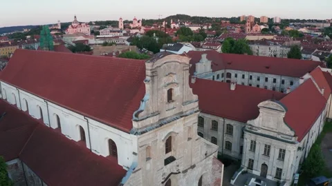 Drone view of the Church of the Assumption of the Blessed Virgin Mary Stock Footage 336481121