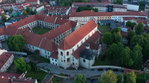 Drone view of the Church of the Assumption of the Blessed Virgin Mary Stock Footage 336481128