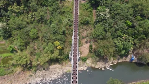 The drone view of Cirahong bridge in Ciamis City Stock Footage 256305985