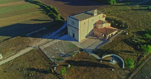 Drone view. Circular movement around the church of Santa Maria de' Centurelli Stock Footage 214478954