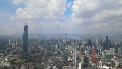 Drone view of City and One of the Landmarks in Kuala Lumpur Stock Footage 148492177