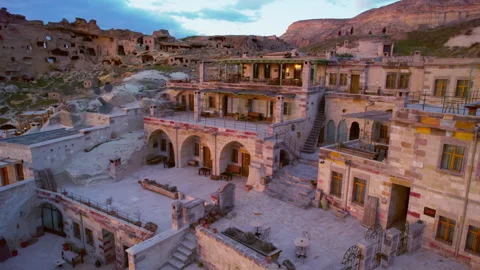 Drone view of city in cappadocia at sunset Stock Footage 254703451