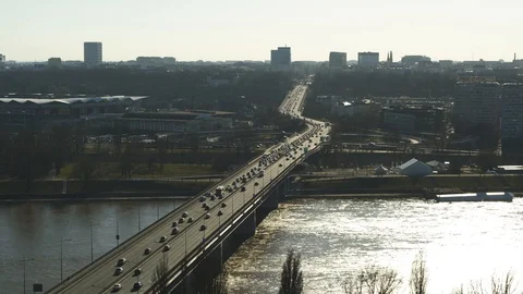 Drone view of city during sunset Stock Footage 89631322