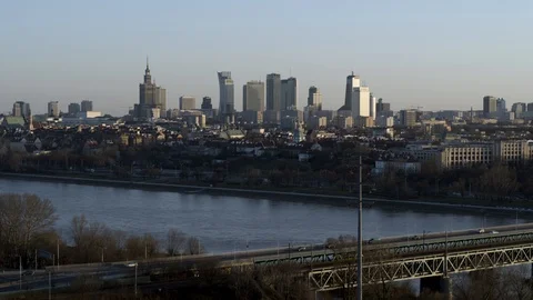 Drone view of city during sunset Stock Footage 89632331