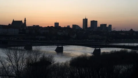 Drone view of city during sunset Stock Footage 89634237