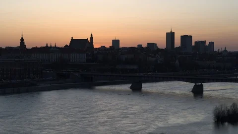 Drone view of city during sunset Stock Footage 89634422