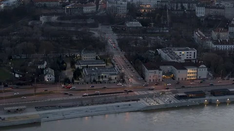 Drone view of city during sunset Stock Footage 89635262