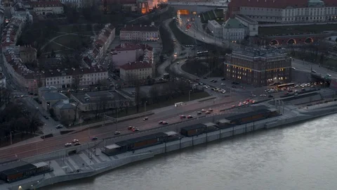 Drone view of city during sunset Stock Footage 89635341