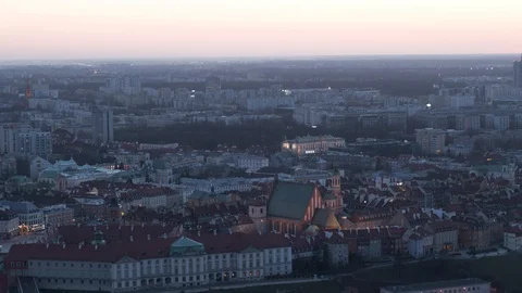 Drone view of city during sunset Stock Footage 89635776