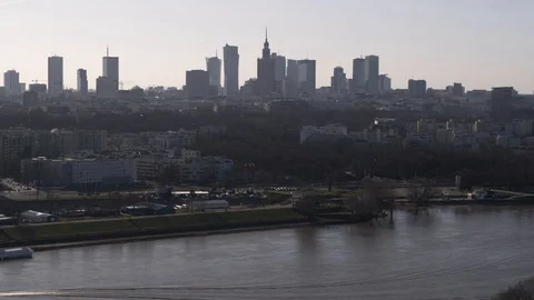 Drone view of city during sunset Stock Footage 89636019