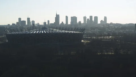 Drone view of city during sunset Stock Footage 89637020