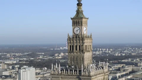 Drone view of city during sunset Stock Footage 89637367