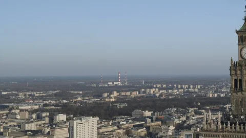 Drone view of city during sunset Stock Footage 89637405