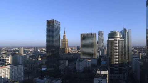 Drone view of city during sunset Stock Footage 89637712
