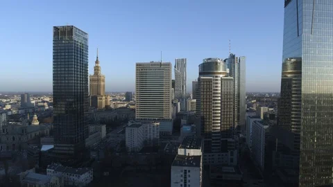 Drone view of city during sunset Stock Footage 89637752