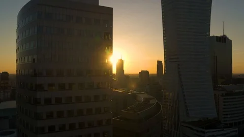 Drone view of city during sunset Stock Footage 89638222
