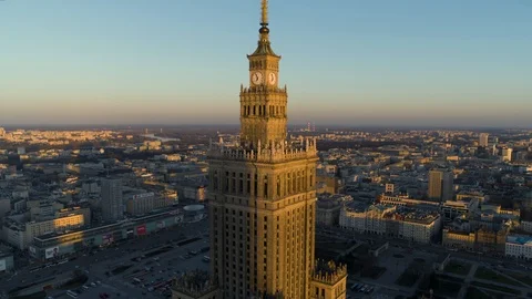 Drone view of city during sunset Stock Footage 89638356