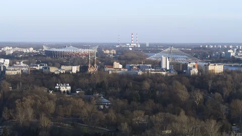 Drone view of city during sunset Stock Footage 89661029