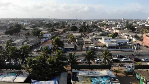 Drone View of City from a Far Stock Footage 118385694