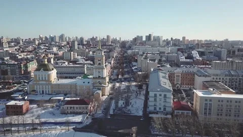 A drone view city Perm Russia on a cloudy day Stock Footage 169324005