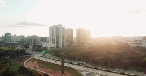 Drone View of City Skyline Stock Footage 296603652