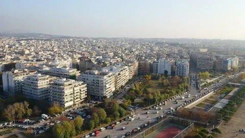 Drone view of cityscape and road with cars driving. Stock-Footage 146140501