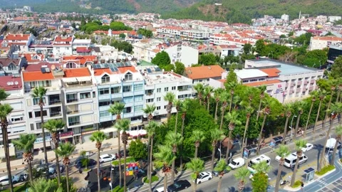 Drone view of cityscape of resort town of Marmaris in province of Mugla, Video stock 252590041