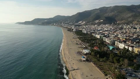 Drone view of Cleopatra beach and Alanya Video stock 234135007