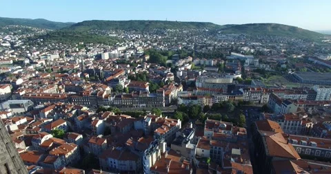 Drone view of Clermont Ferrand Cathedral (Puy de Dôme) Stock Footage 131833741