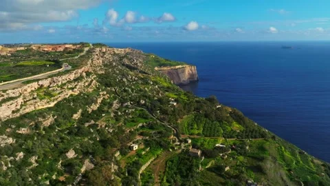 Drone view of Cliffs. Malta island. Nature green, Mediterranean sea Stock Footage 301878560