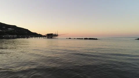 Drone view close to trabocco in abruzzo Stock Footage 276651509