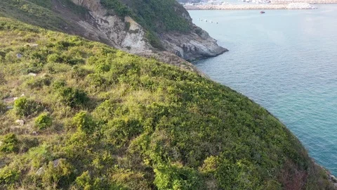 Drone view of coast landscape of Ap Lei Chau, Hong Kong, daytime Vidéo 127084254