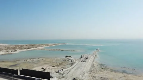 Drone View of Coastal Construction and Reclaimed Land in Al Khobar Stock Footage 335034597