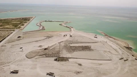 Drone View of Coastal Engineering Project in Al Khobar Stock Footage 340656520