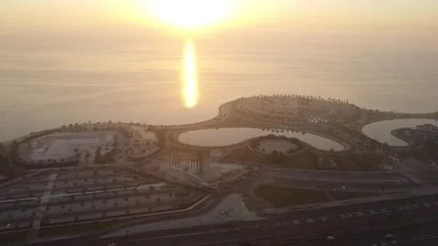 Drone View of Coastal Lagoon and Corniche Saudi Arabia Stock Footage 335310201