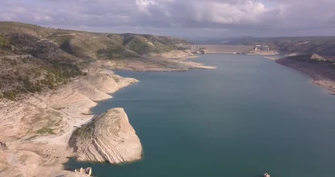 Drone view of Collection dam on the background Видео 115590535