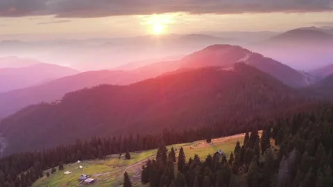 Drone view of the colorful sunset Stockbeeldmateriaal 170758052