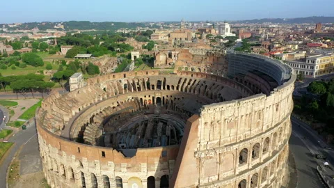 Drone View Colosseo Colosseum Coliseum Monument In Rome Italy Stock Footage