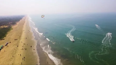 A drone view of Colva beach, Goa, India. Stock Footage 172012682