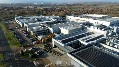 Drone view of a commercial logistics park featuring modern warehouse Vidéo 333021852