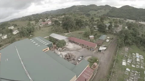 Drone view of complex in Caribbean mountains Stock Footage 62528722