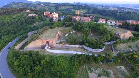 Drone view of Conero mount and Altavilla fort Stock Footage 113427398