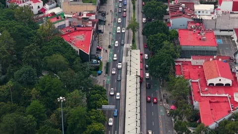 Drone view of congested avenue in Mexico City Stock Footage 319822615