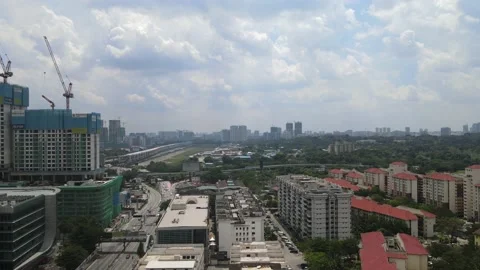 Drone view construction, highway and shop lots in Kuala Lumpur during MCO Stock Footage 148497738