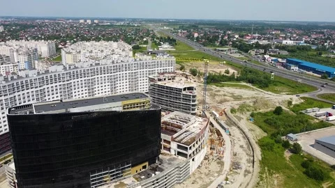 Drone view of the construction of a new building Stock Footage 178367941