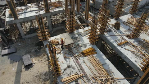 Drone view of the construction site Видео 162170697