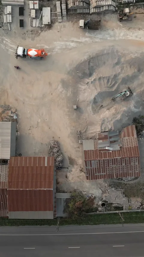 Drone view of a construction site in Thailand Stock Footage 264760447