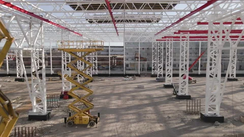 Drone view of construction site with working building workers Stock Footage 176896919